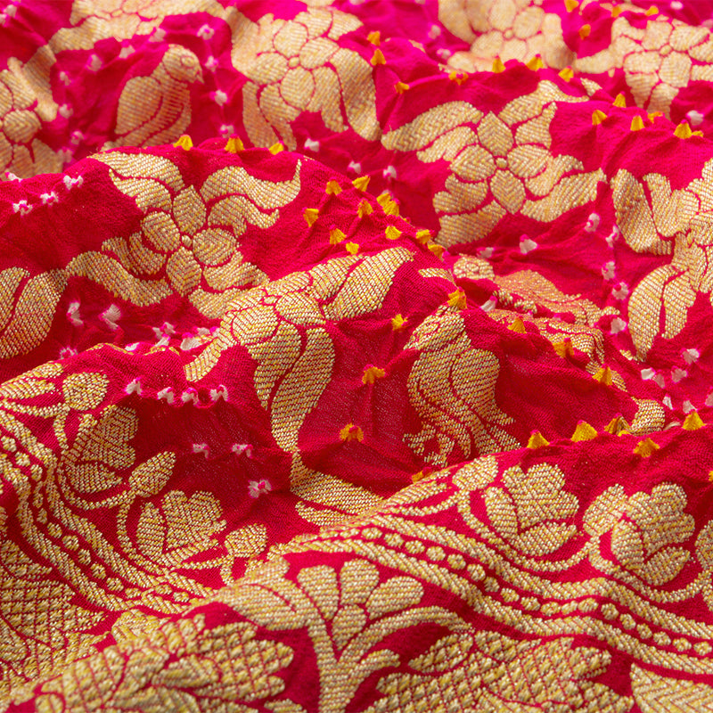 Rani Pink Shaded Bandhani Saree