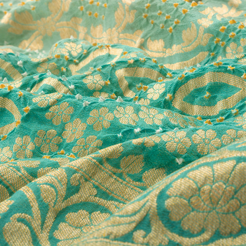 Ice Blue Shaded Bandhani Saree