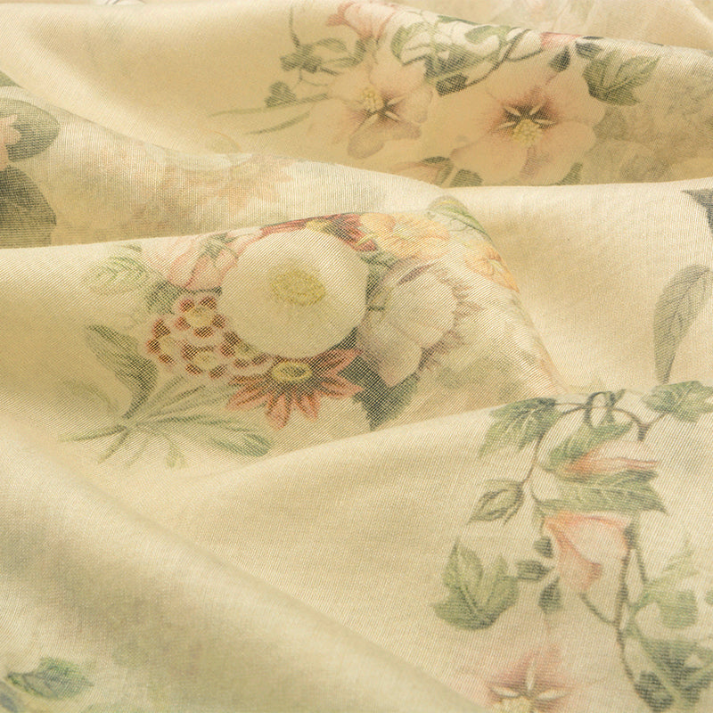 Offwhite Digital Printed Chanderi Saree