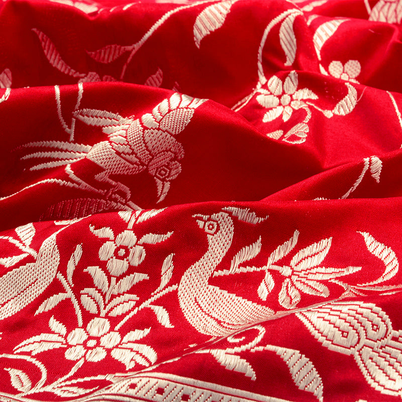 Crimson Red Banarasi Silk Saree