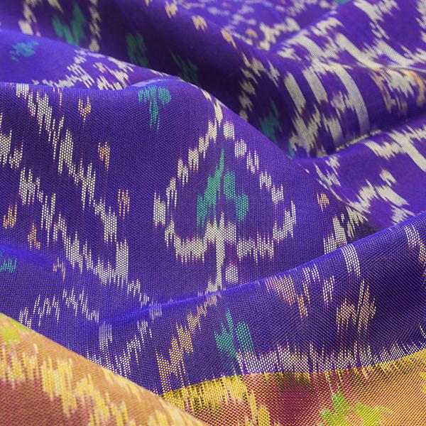 HANDWOVEN NAVY BLUE AND PINK SINGLE IKAT RAJKOT PATOLA SARI-WIIPATANARIDNAM1860719- Design View
