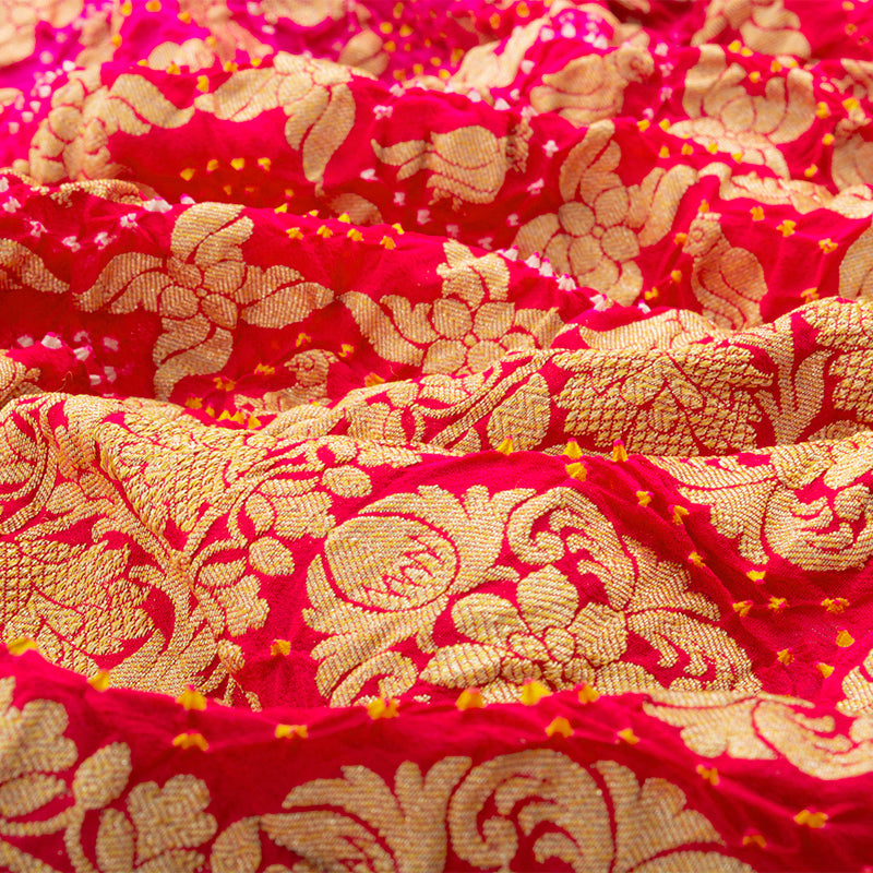 Rani Pink Shaded Bandhani Saree