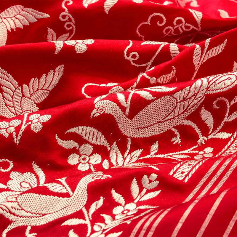 Crimson Red Banarasi Silk Saree