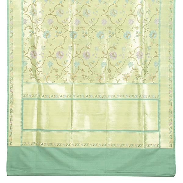 Handwoven Paithani Silk Sari with Floral Pattern-WIISHNIKARIDNAM0153 - Full View