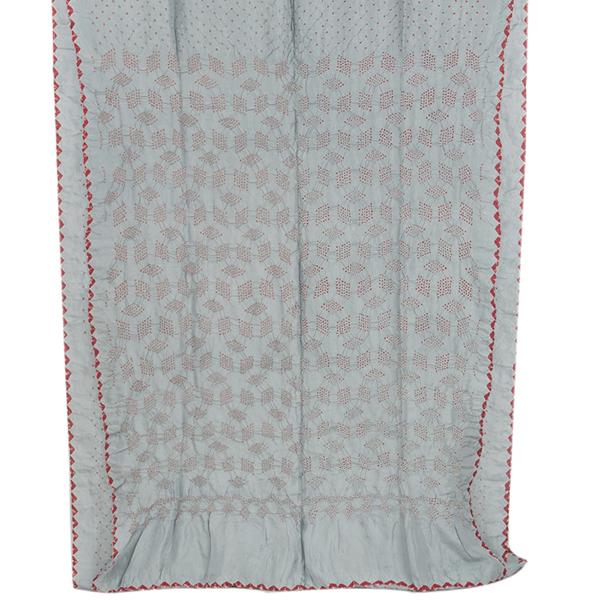 Handwoven Steel Grey Habutai Silk Bandhani Sari - WIIAJB287 127 - Full View