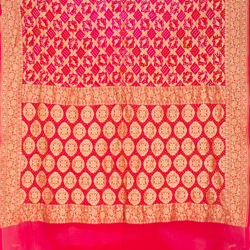 Rani Pink Shaded Bandhani Saree