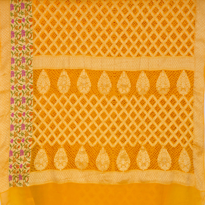 Sunshine Yellow Bandhani Saree