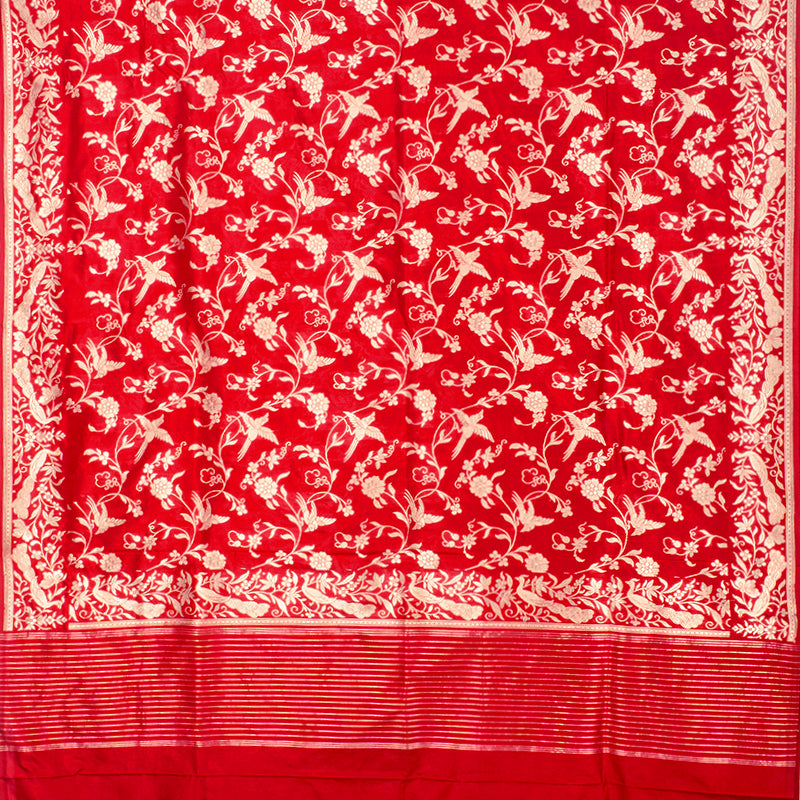Crimson Red Banarasi Silk Saree