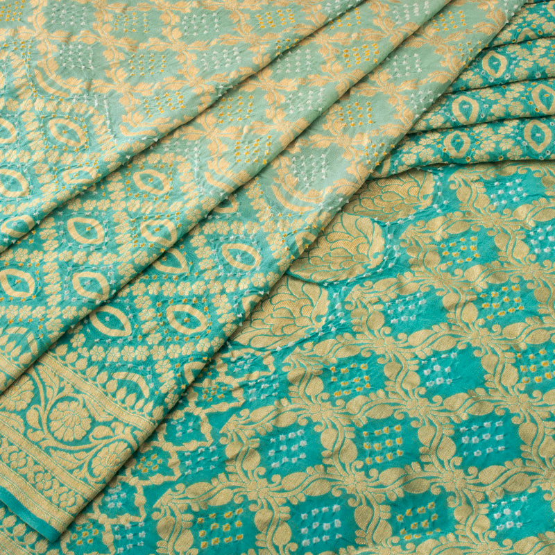 Ice Blue Shaded Bandhani Saree