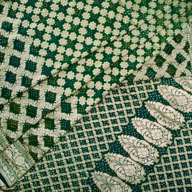 Green Shaded Bandhani Saree