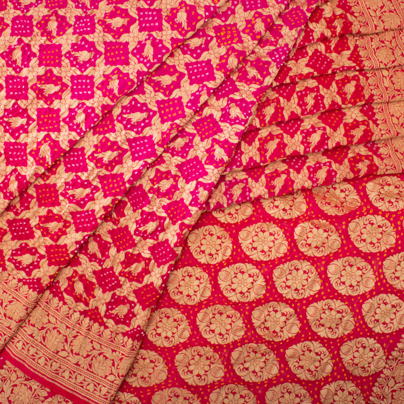 Rani Pink Shaded Bandhani Saree