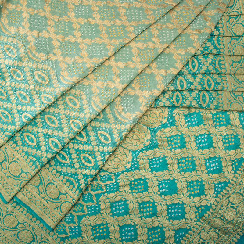 Ice Blue Shaded Bandhani Saree