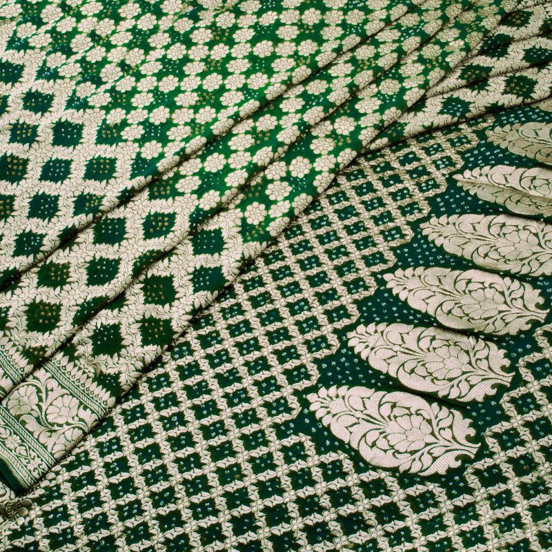 Green Shaded Bandhani Saree