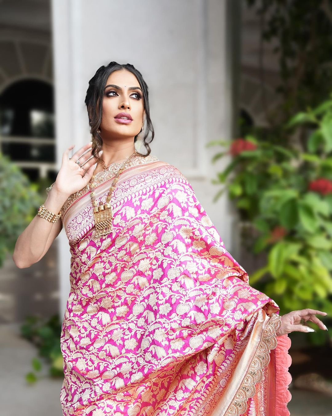 A Pink Pure Banarasi Saree