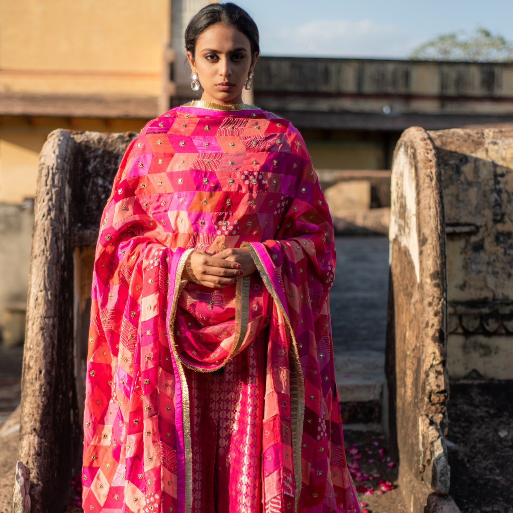 Pink Patchwork Dupatta