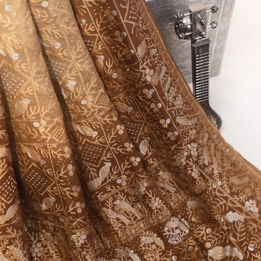 Beige Shaded Shikargah Bandhini Sari