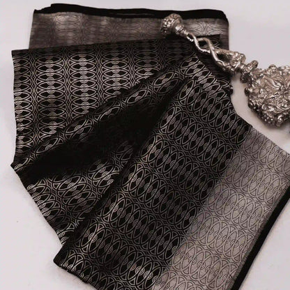Black Handwoven Banarasi Sari with Silver Zari