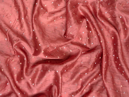 Blush Pink Tissue Silk Saree with Embroidered Flamingo Border