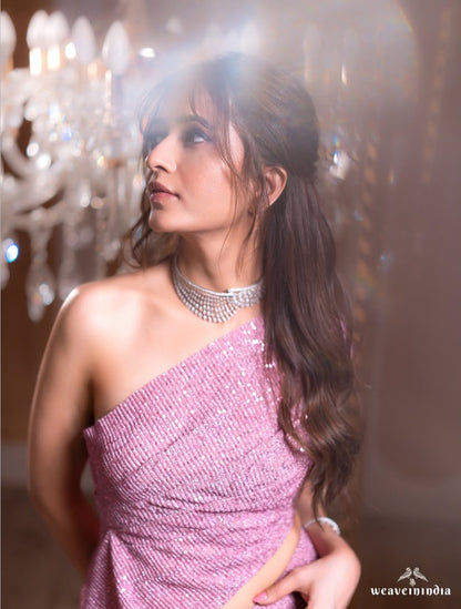 Pink Radiance Sequin Top & Skirt  – One Shoulder Glam Edit