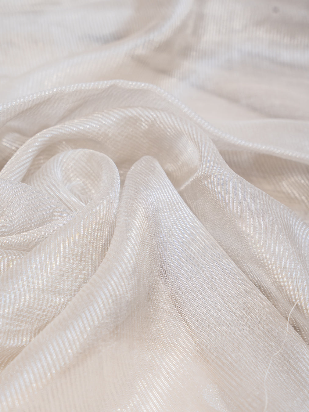 Light Grey Pure Tussar Silk Saree with Shells Pallu