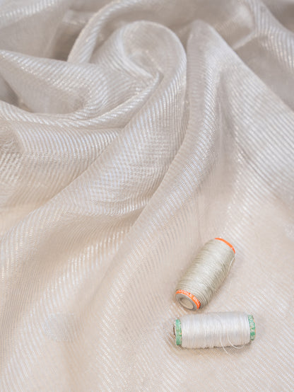 Light Grey Pure Tussar Silk Saree with Shells Pallu