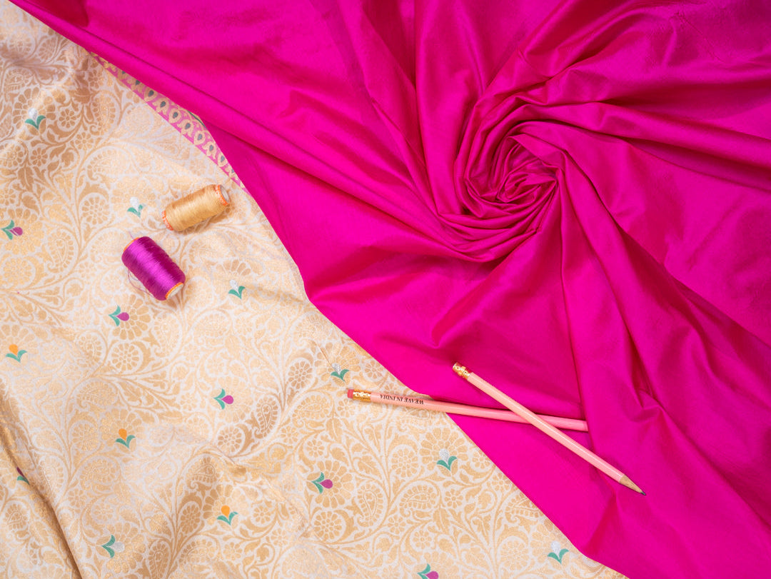 Ecru Silk Tissue Brocade Saree with Ashavali Border