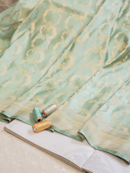 Mint Green Pure Silk Kanjivaram Saree with All Over Motifs