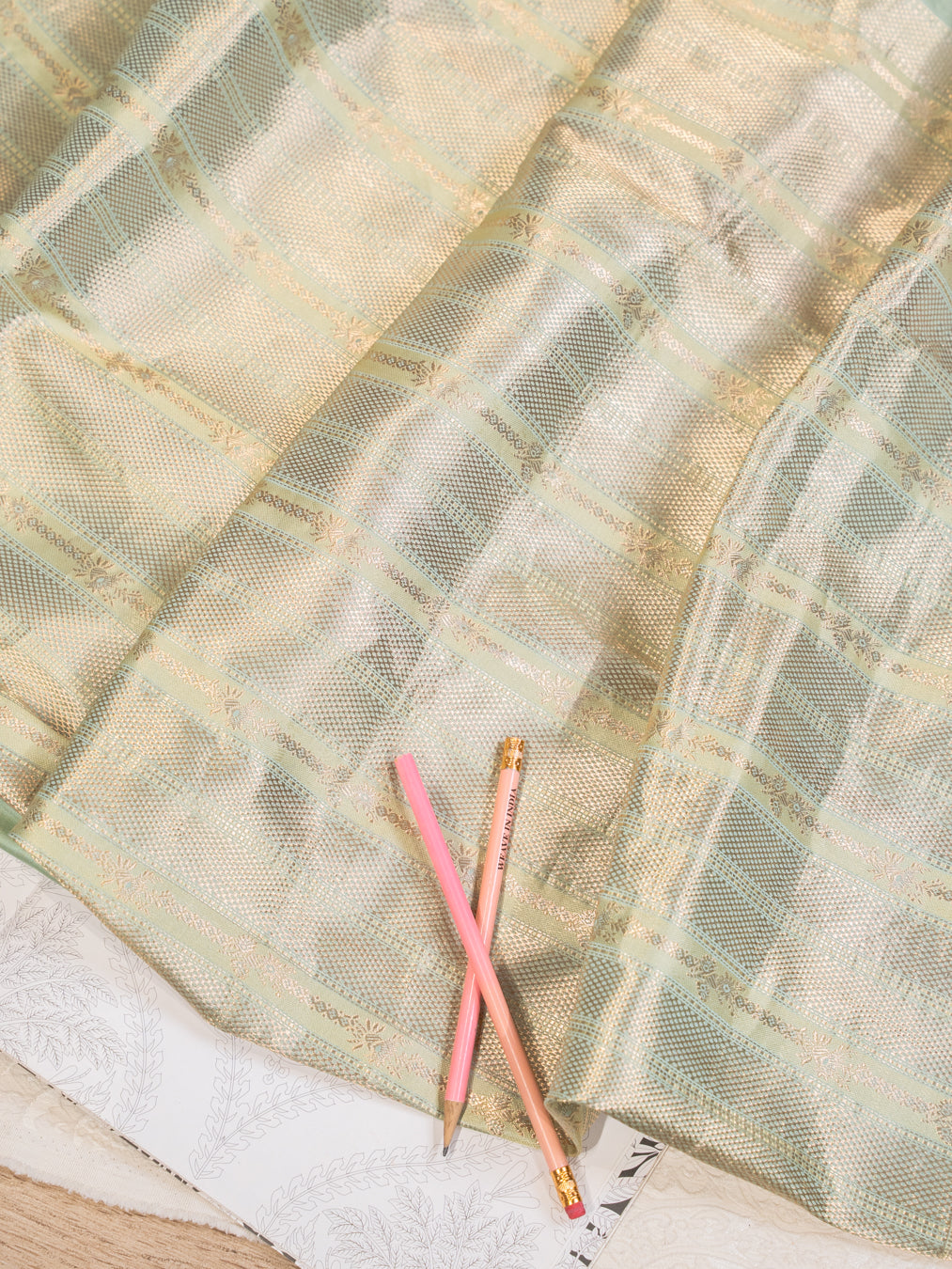 Mint Green Pure Silk Kanjivaram Saree with All Over Motifs