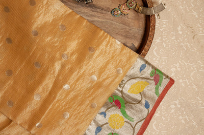Mustard Maroon Kota Handloom Sari  Paithani Zari Border