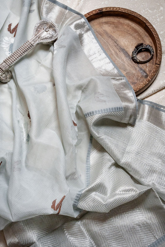 TALA - Grey Silver Real Zari Kota with Butti
