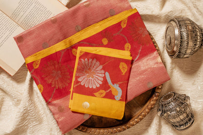 Rose Tissue Kota with Red Paithani Border