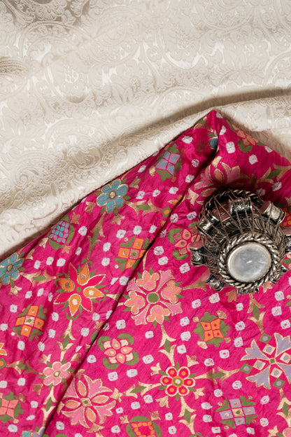 Pink Gadwal Silk Patola Bandhini saree