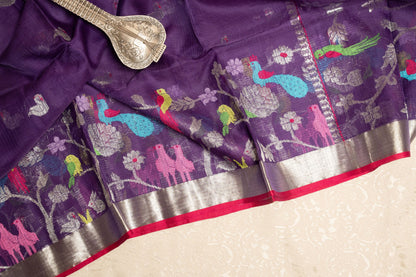 Purple Zari Kota Saree with Peacock Paithani Weave