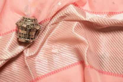 Rose Pink Zari Kota Saree with Paithani Floral
