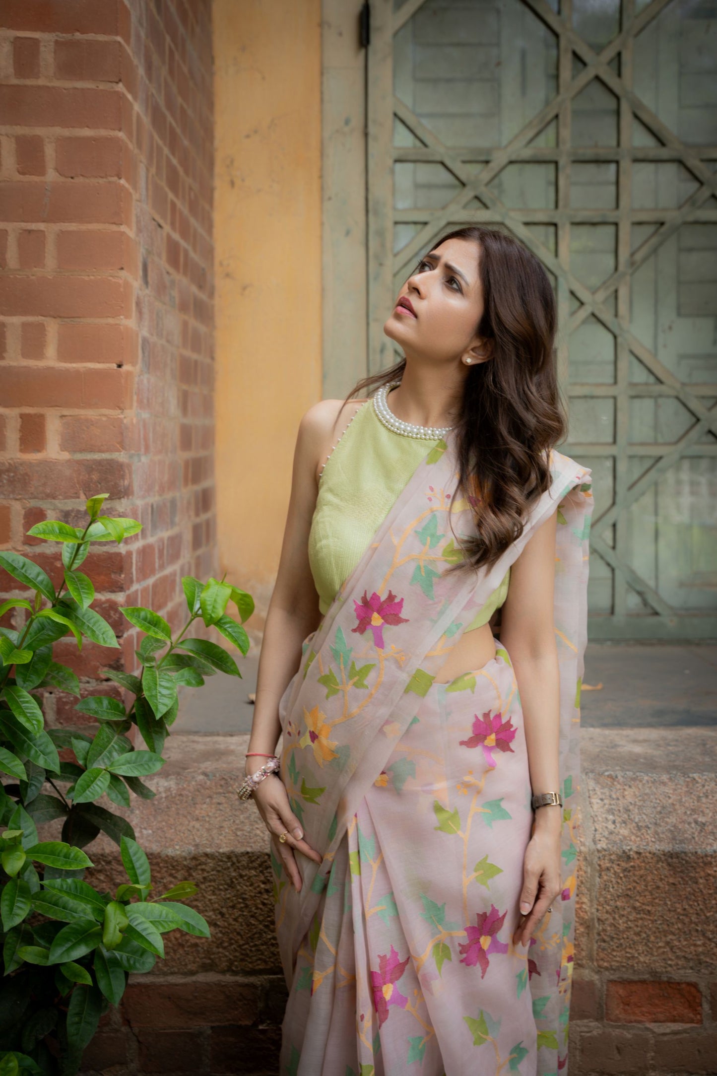 ANIKA - Blush Pink Jamdani