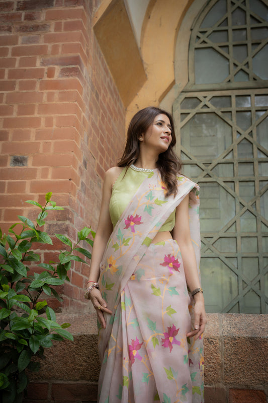 ANIKA - Blush Pink Jamdani