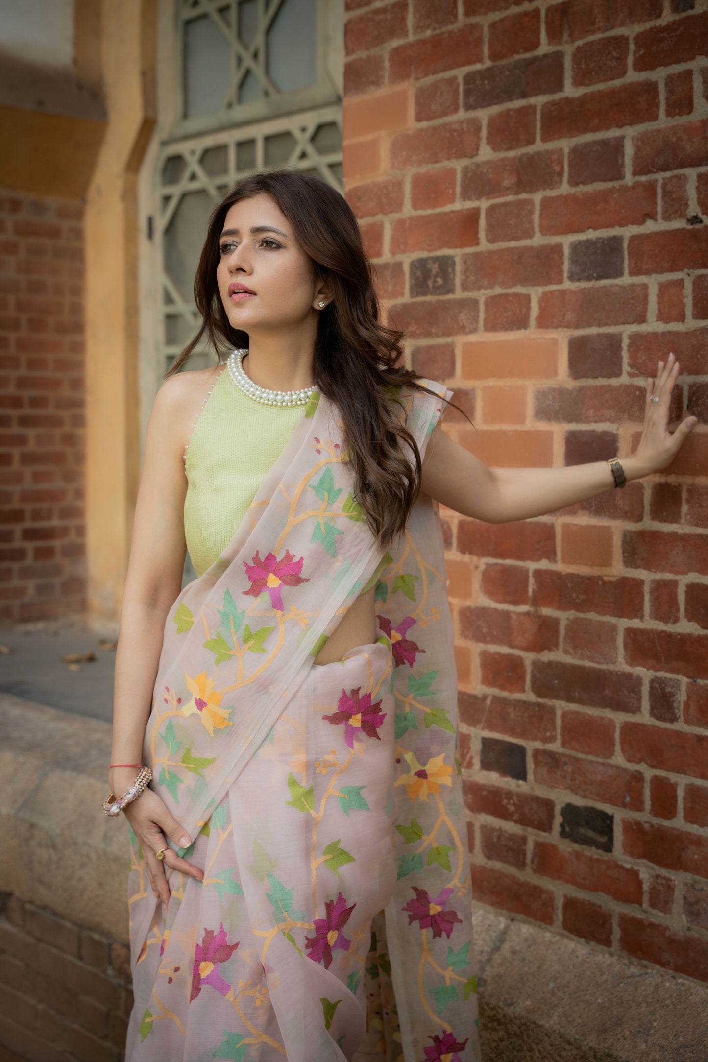 ANIKA - Blush Pink Jamdani