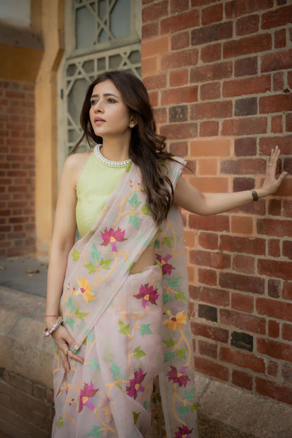 ANIKA - Blush Pink Jamdani