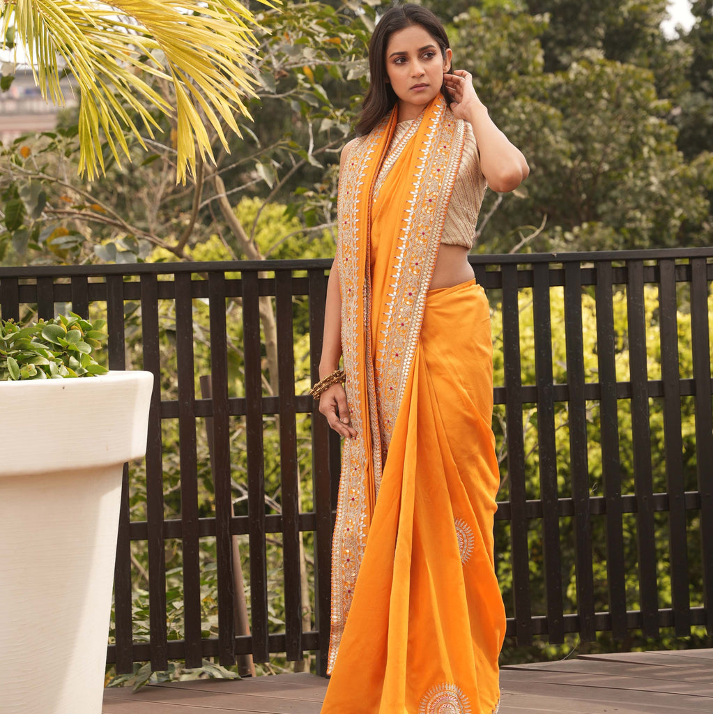 Yellow Chanderi Silk Saree
