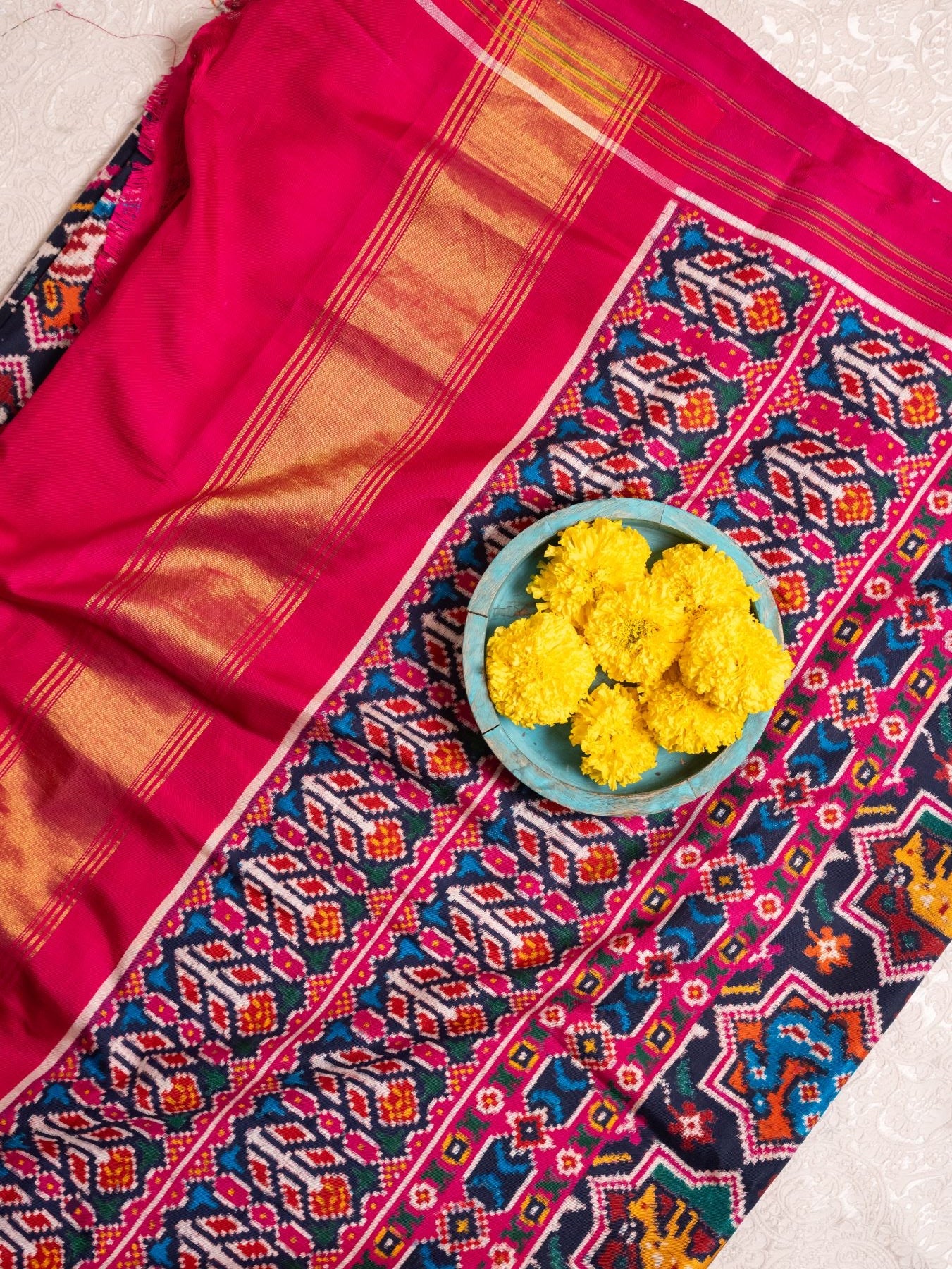 Pink & Navy Blue Patan Patola