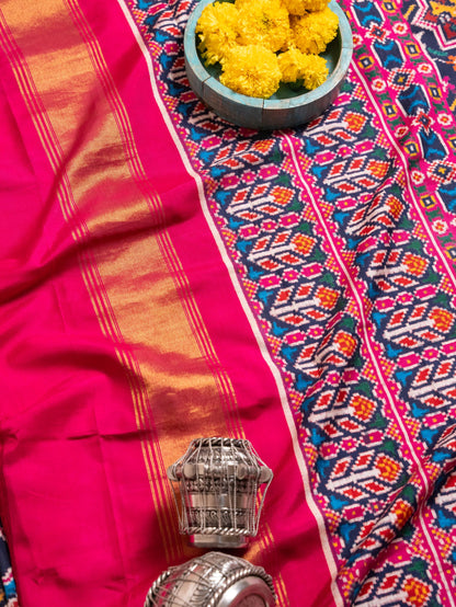 Pink & Navy Blue Patan Patola