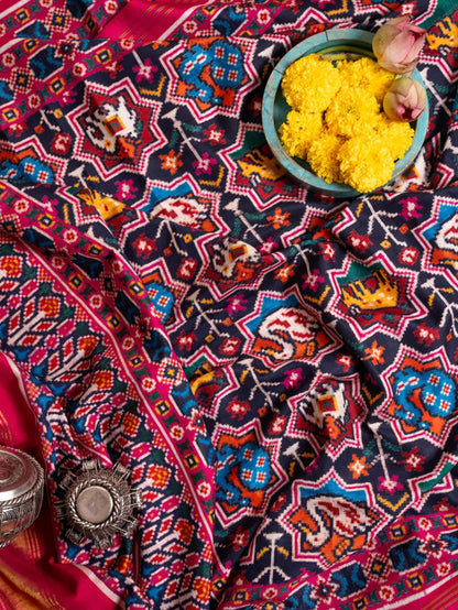 Pink & Navy Blue Patan Patola