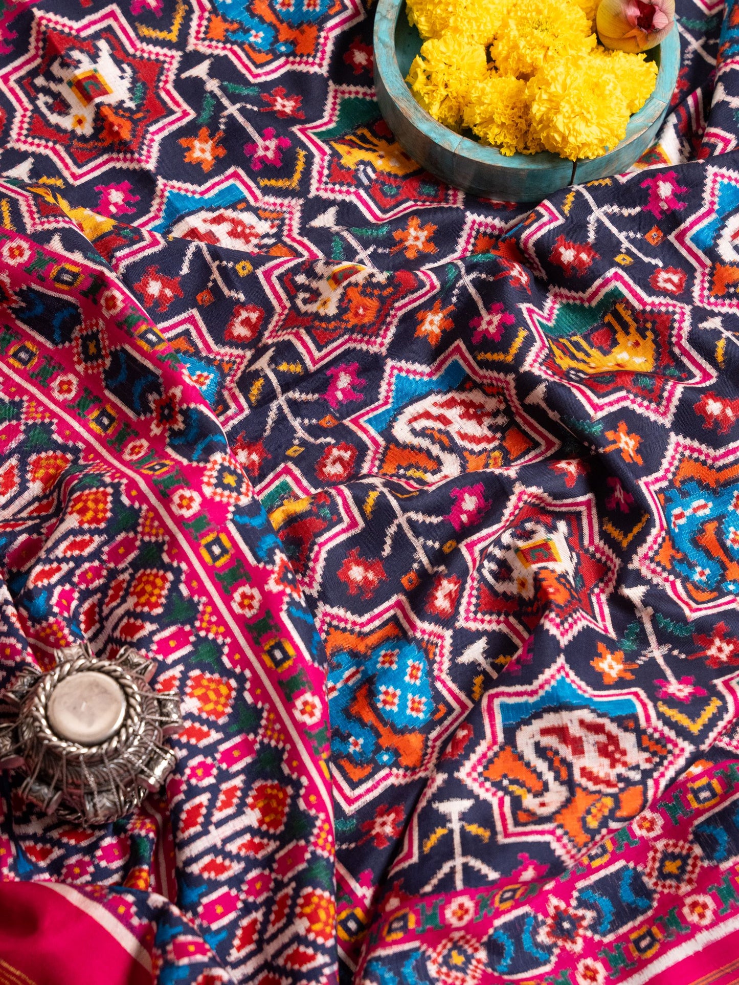 Pink & Navy Blue Patan Patola