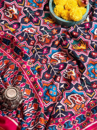 Pink & Navy Blue Patan Patola