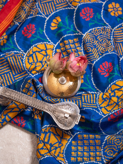 Royal Blue Yellow Ikat Patola Saree