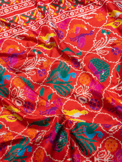 Red Multicolor Motif Patola Saree