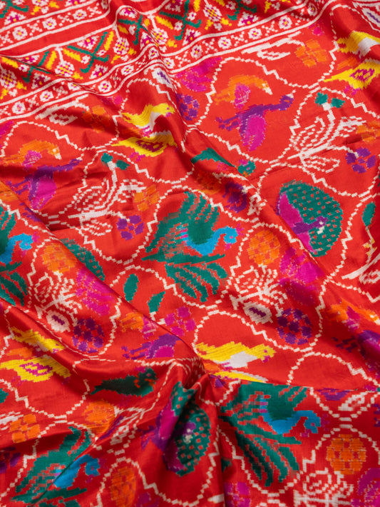 Red Multicolor Motif Patola Saree
