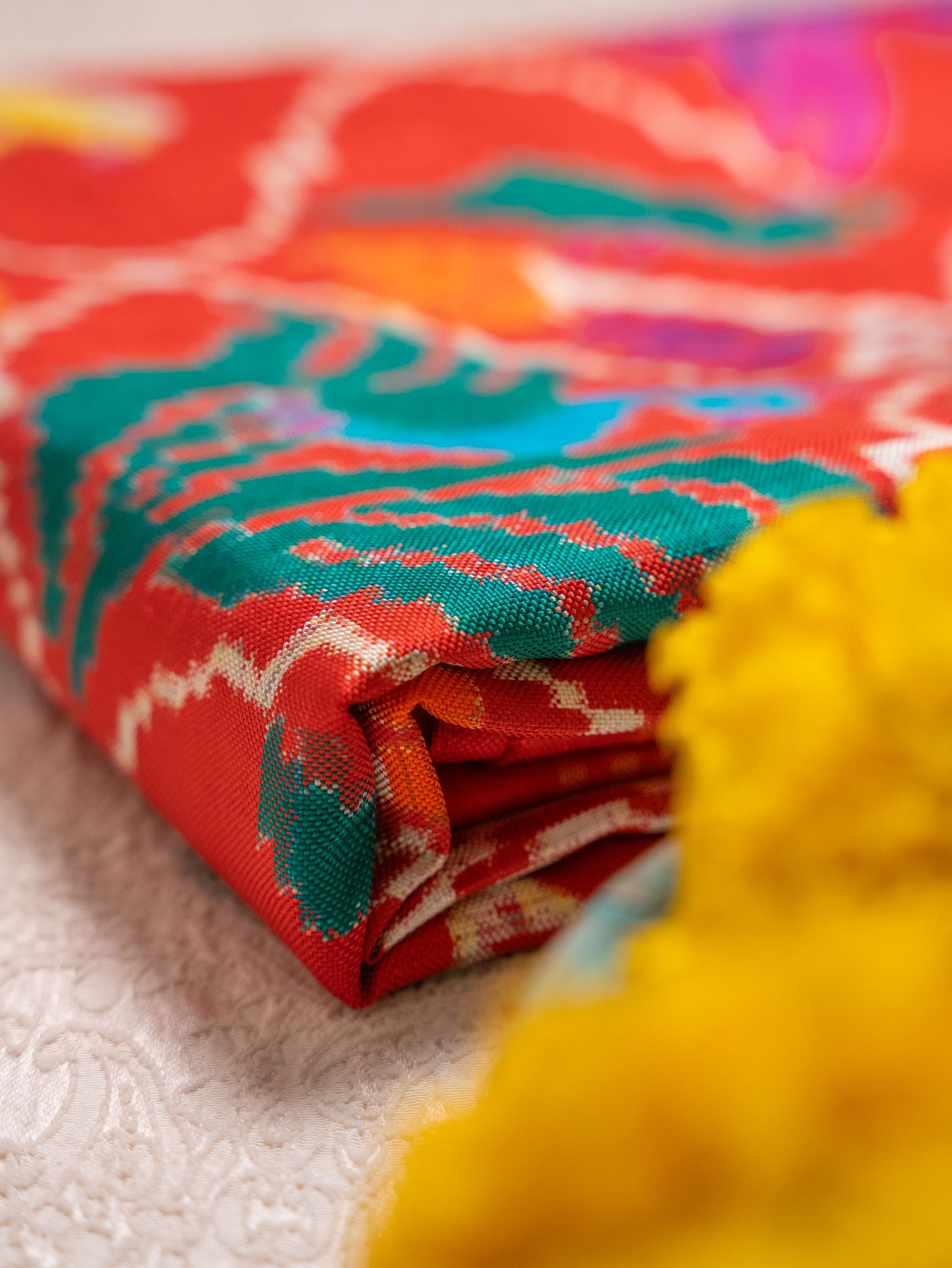 Red Multicolor Motif Patola Saree