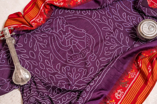Purple Bandhani Patola Saree
