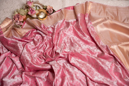 Pink Jamdani Pattern Mushru Silk Saree